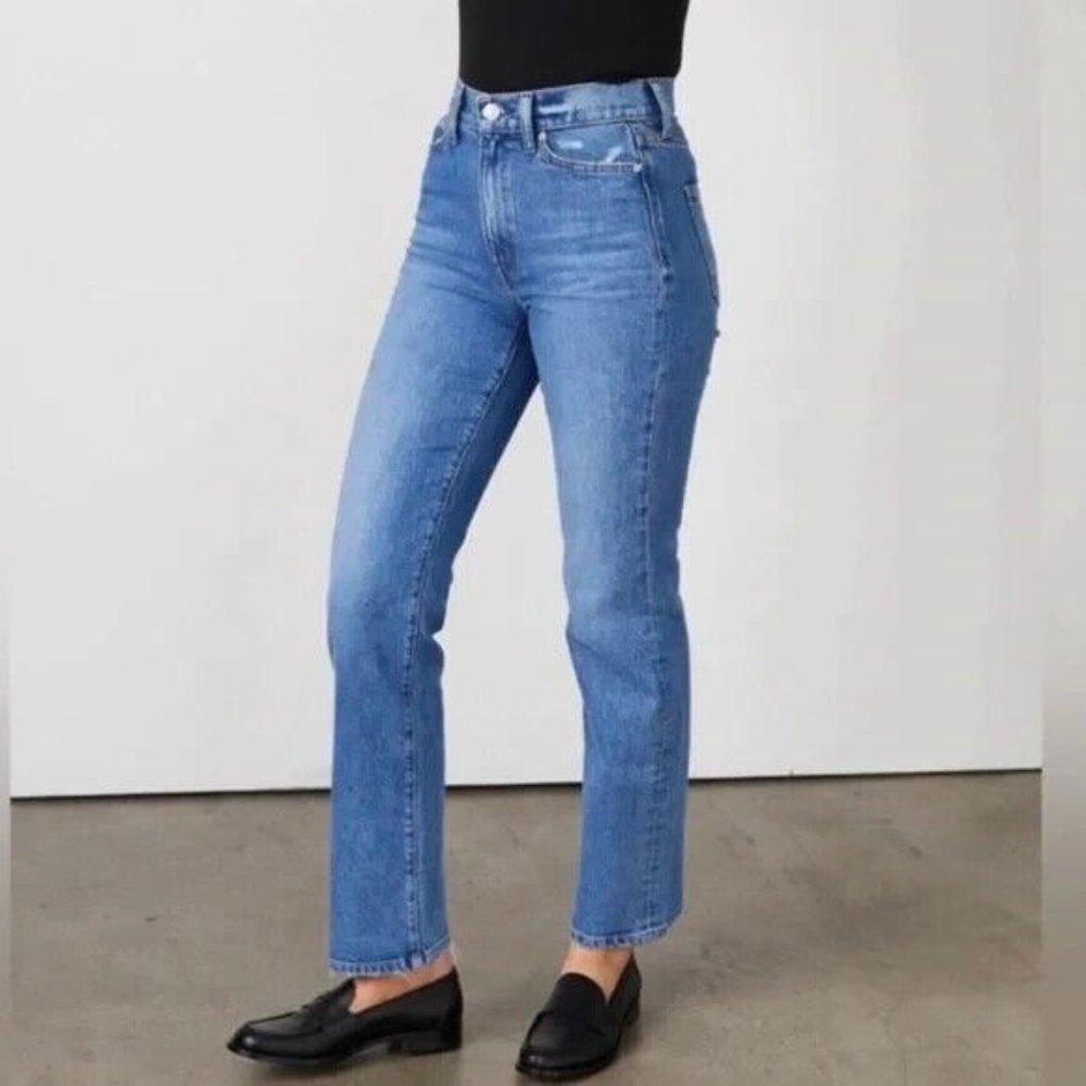 AYR The LaLa Jeans Straight Leg Blue Denim Stretch